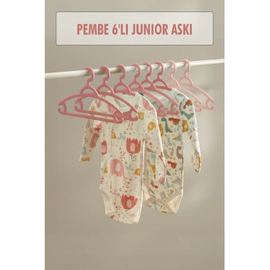 6’lı Bebek Askısı & Bebek Gardırop Askısı Pembe Set