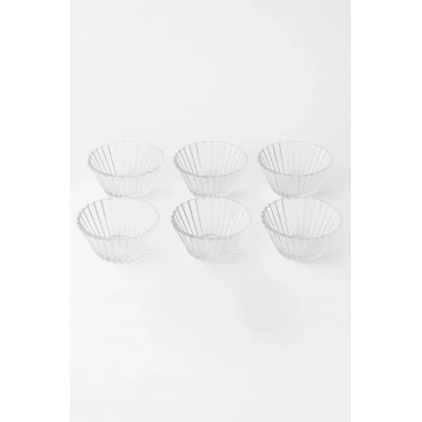 6’lı Cam Desenli Çerezlik Kase Seti 150 ml