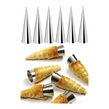 6’lı Paslanmaz Çelik Korne Huni Kalıbı Kruvasan Tatlı Pasta Şekillendirici