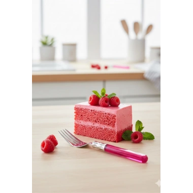 6’lı Paslanmaz Çelik Pembe Tatlı Çatalı Seti