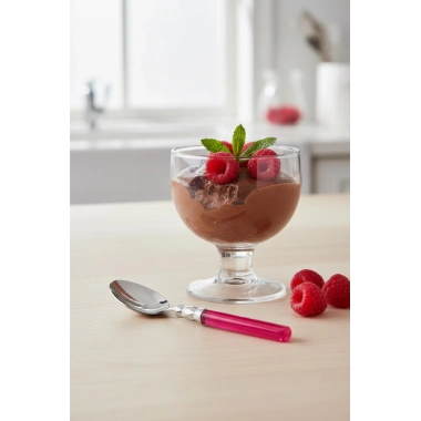 6’lı Paslanmaz Çelik Pembe Tatlı Kaşığı Seti