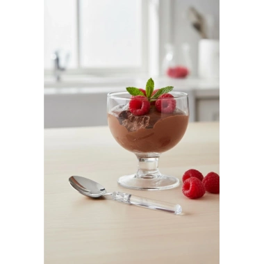 6’lı Paslanmaz Çelik Şeffaf Tatlı Kaşığı Seti