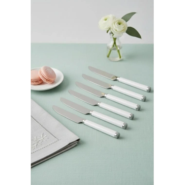 6’lı Paslanmaz Çelik Yemek Bıçağı Seti Beyaz Saplı 15 cm