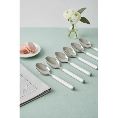 6’lı Paslanmaz Çelik Yemek Kaşığı Seti Beyaz Saplı 15 cm