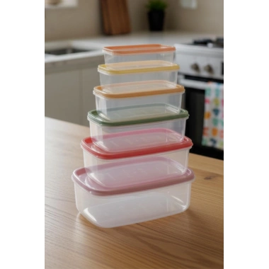 6’lı Renkli Saklama Kabı Seti 3 lt Mutfak Düzenleyici