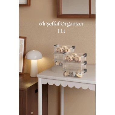 6’lı Şeffaf Saklama Kutusu & Düzenleme Kutusu 1 Lt