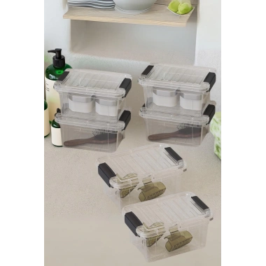 6’lı Şeffaf Saklama Kutusu & Düzenleme Kutusu 1 Lt