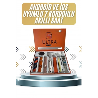 7 Kordonlu Akıllı Saat Plastik Kordon Hasır Kordon Çelik Kordon