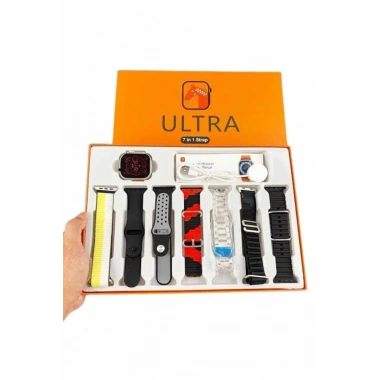 7 Kordonlu Akıllı Saat Plastik Kordon Hasır Kordon Çelik Kordon