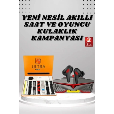 7 Kordonlu Akıllı Saat Ve Oyuncu Kulaklığı Bluetooth Bağlantılı Android ve İOS Uyumlu