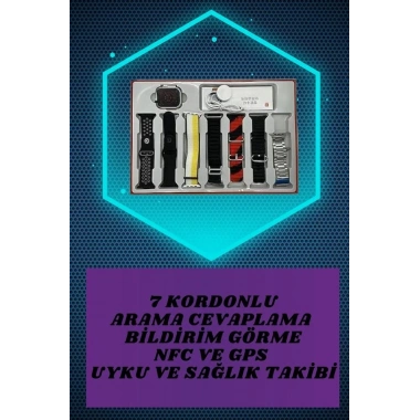 7 Kordonlu Akıllı Saat Ve Oyuncu Kulaklığı Bluetooth Bağlantılı Android ve İOS Uyumlu