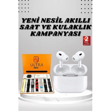 7 Kordonlu Akıllı Saat Ve Yeni Nesil Kulaklık Dokunmatik Ekran Android ve İOS Uyumlu