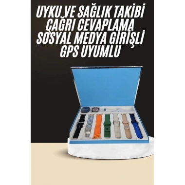 7 Kordonlu Unisex Akıllı Saat Çoklu Kordon Seçeneği Amoled Ekran