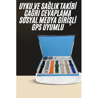 7 Kordonlu Unisex Akıllı Saat Çoklu Kordon Seçeneği Amoled Ekran