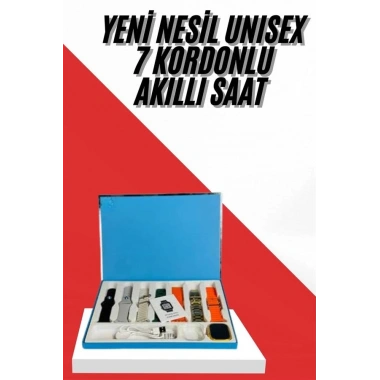 7 Kordonlu Unisex Akıllı Saat Çoklu Kordon Seçeneği Amoled Ekran