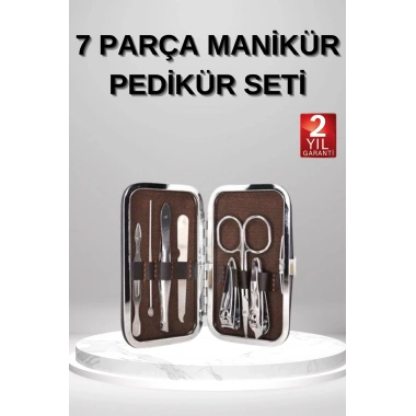 7 Parça Manikür Pedikür Seti El Ayak Bakımı Çantalı Paslanmaz Çelik