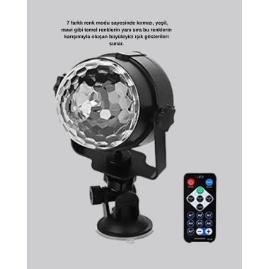 7 Renk Modlu Müzik Sensörlü Disko Topu – LED Işıklı Parti Aydınlatması