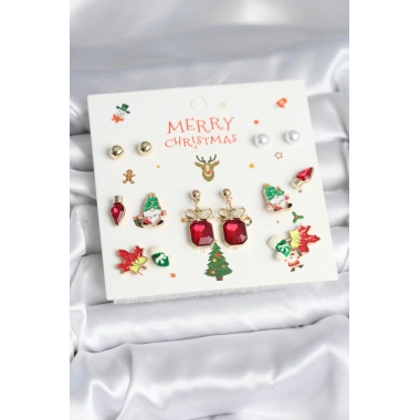 8 Çift Yılbaşı Temalı Kadın Küpe