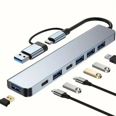 8 in 1 Usb Çevirici Notebook Macbook Type-C Uyumlu Görüntü Aktarıcı Hub (5468)