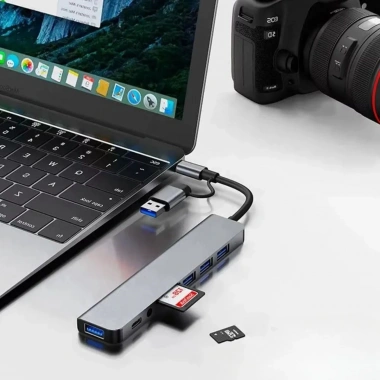 8 in 1 Usb Çevirici Notebook Macbook Type-C Uyumlu Görüntü Aktarıcı Hub (5468)