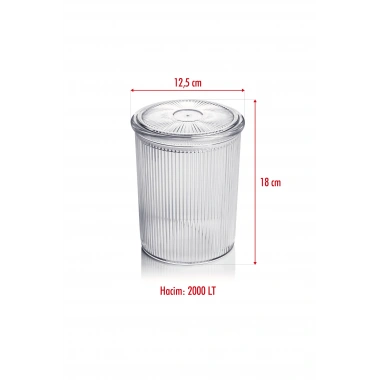 9lu Barok Yuvarlak Büyük Kavanoz Seti & Saklama Kabı & Erzak Kabı (9*2000 ML)