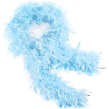 Açık Mavi Renk Kabarık Kalın Otriş Boa Tüy 6 Cm Genişlik 180-200 Cm Uzunluk