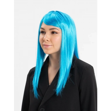 Açık Mavi Renk Uzun Düz Parti Peruğu