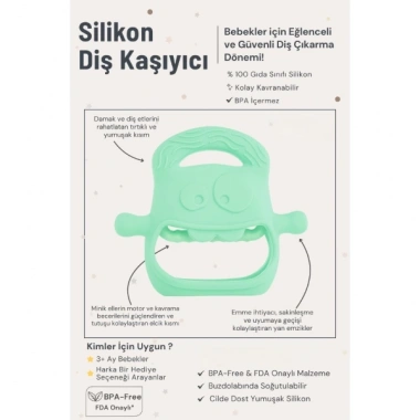 Açık Yeşil Bebek Silikon Diş Kaşıyıcı