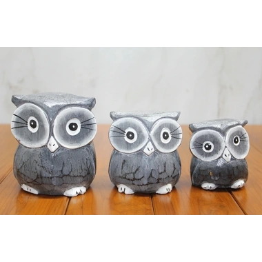 Ahşap 3lü Baykuş Seti Model 2