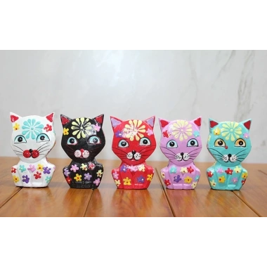 Ahşap 5li Kedi Seti Polos:5
