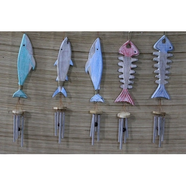 Ahşap Balıklı Metal Çan