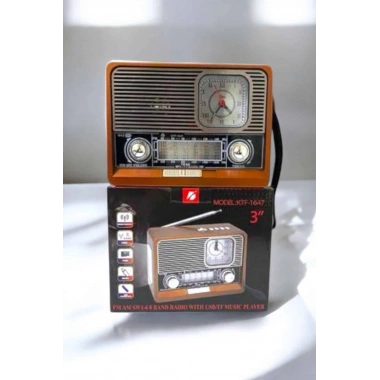 Ahşap Görünümlü Retro Bluetooth Radyo USB,AUX Ve SD Kart Girişli