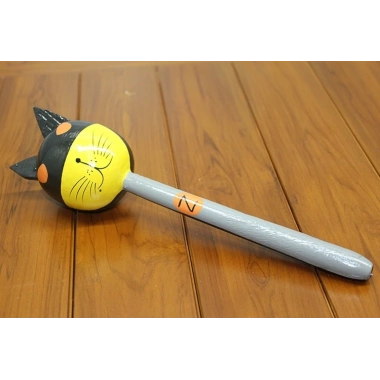 Ahşap Kedili Batman Marakas Tekli