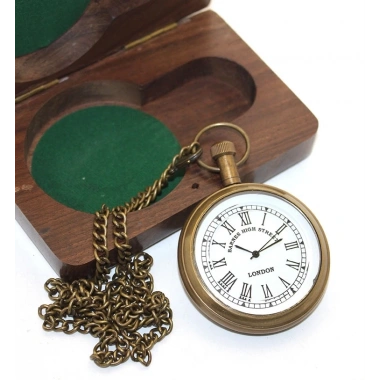 Ahşap Kutulu Pirinç Köstekli Saat Ksk2055