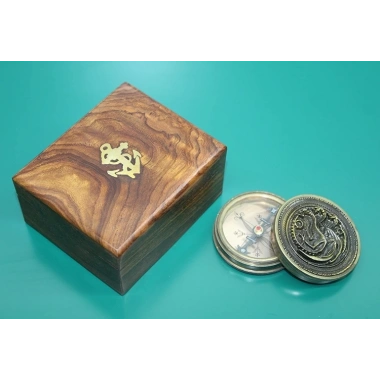 Ahşap Kutulu Pirinç Pusula 16223