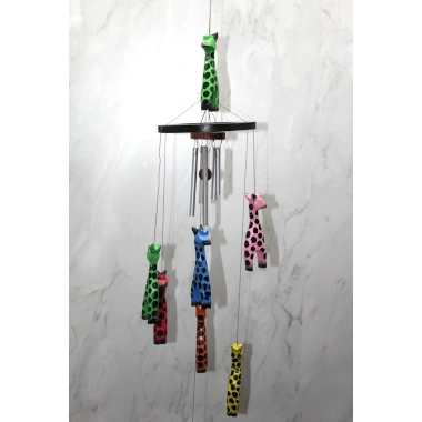 Ahşap Zürafali Rüzgar Çani Sayang:3