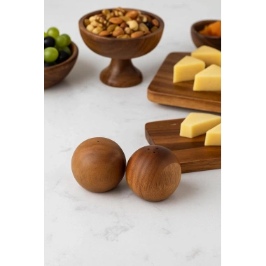 Akasya 2’li Top Tuzluk Biberlik Seti - Şık ve Doğal