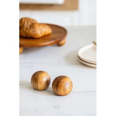 Akasya 2’li Top Tuzluk Biberlik Seti - Şık ve Doğal