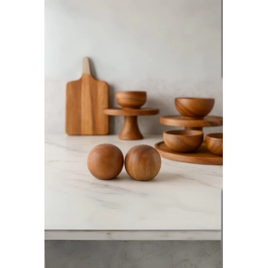 Akasya 2’li Top Tuzluk Biberlik Seti - Şık ve Doğal