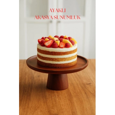 Akasya Ayaklı Sunumluk & Sunum Tabağı & Sunum Servisi 30x30x10 cm