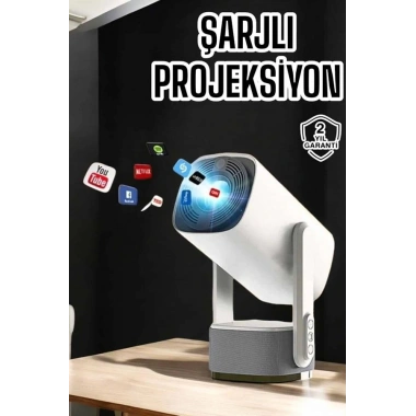 Akıllı Projeksiyon Powerbankli Taşınabilir Sinema Projektörü 4k HD Kaliteli