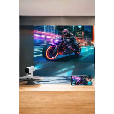 Akıllı Projeksiyon Powerbankli Taşınabilir Sinema Projektörü 4k HD Kaliteli
