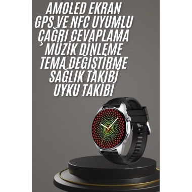 Akıllı Saat 1.5 Inç Amoled Ekran Çift Kordonlu GPS NFC Uyumlu