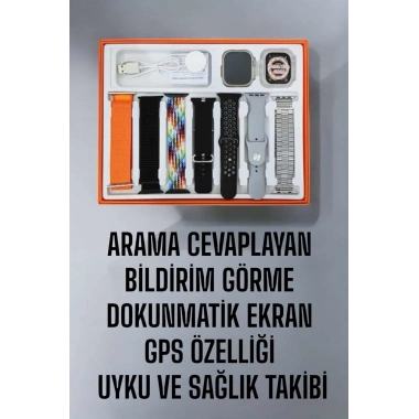 Akıllı Saat 7 Kordonlu Metal,Plastik Ve Hasır Kordon Seçeneği