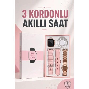 Akıllı Saat Amoled Ekran 3 Kordonlu Aksesuar Hediyeli Sesli Görüşme