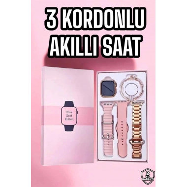 Akıllı Saat Amoled Ekran 3 Kordonlu Aksesuar Hediyeli Sesli Görüşme