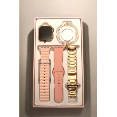 Akıllı Saat Amoled Ekran 3 Kordonlu Aksesuar Hediyeli Sesli Görüşme