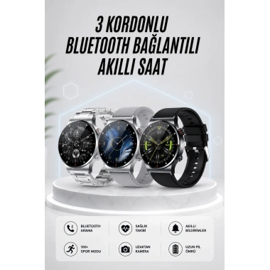 Akıllı Saat Amoled Ekran Bluetooth Bağlantılı Sesli Görüşme Nabız Ölçer
