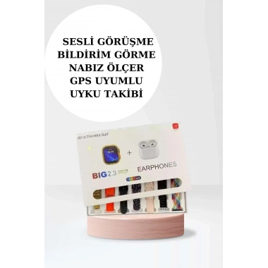 Akıllı Saat Bluetooth Kulaklık Adımsayar Sağlık Takibi Çağrı Cevaplama