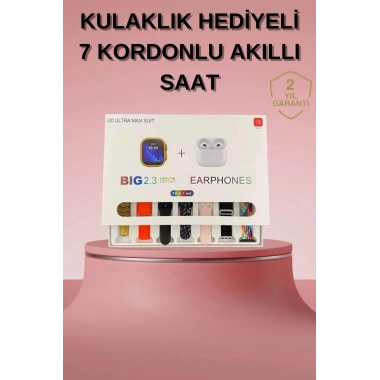 Akıllı Saat Bluetooth Kulaklık Hediyeli Bildirim Görme Sesli Görüşme Çoklu Kordon